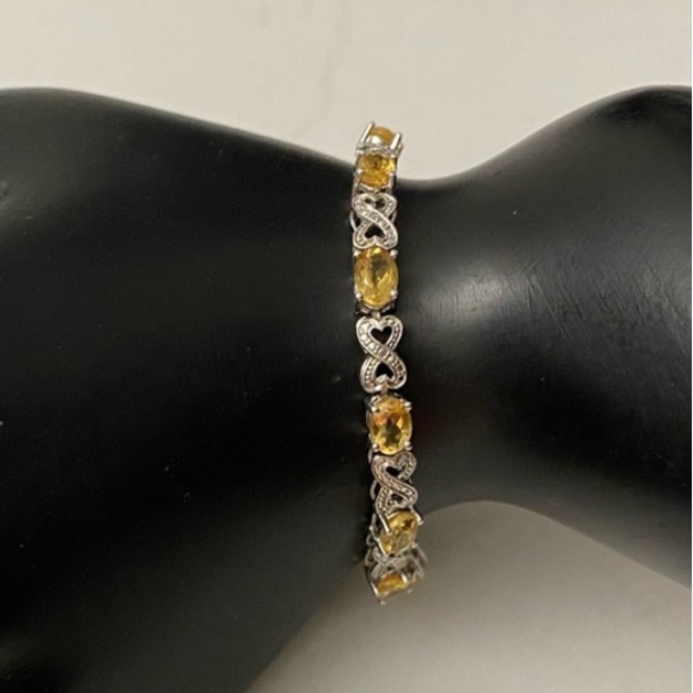 Sterling Silver 925 Citrine XOXO Bracelet Gemstone